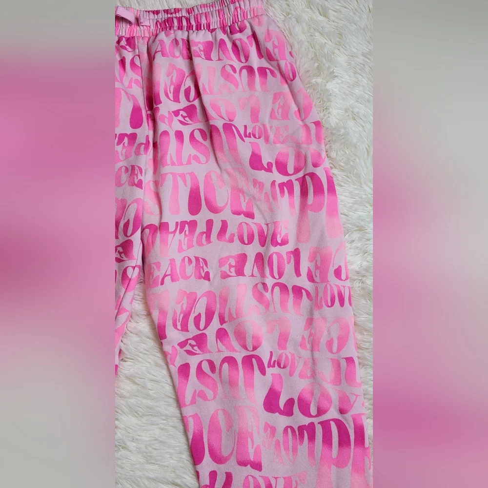 Justice Girls Hot Pink Fleece Jogger Pants Sweatpants Sweats XL plus 16p- 18p